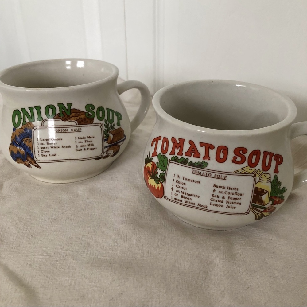 Tomato soup & Onion soup vintage mugs